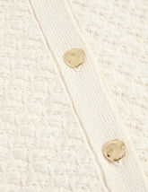 Cotton Blend Textured Button Front Cropped Cardigan  Adomoo